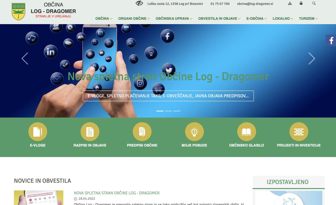 Prenovljena spletna stran Občine Log - Dragomer